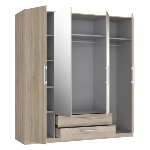 Szafa z lustrem i szufladami 200 cm Dąb Sonoma